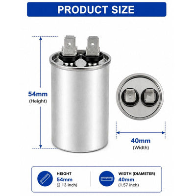 XPC5-450R 5 uF Round Run / Start Capacitor | CBB65 5 uF (MFD) 450 Volts Parts-O-Matic