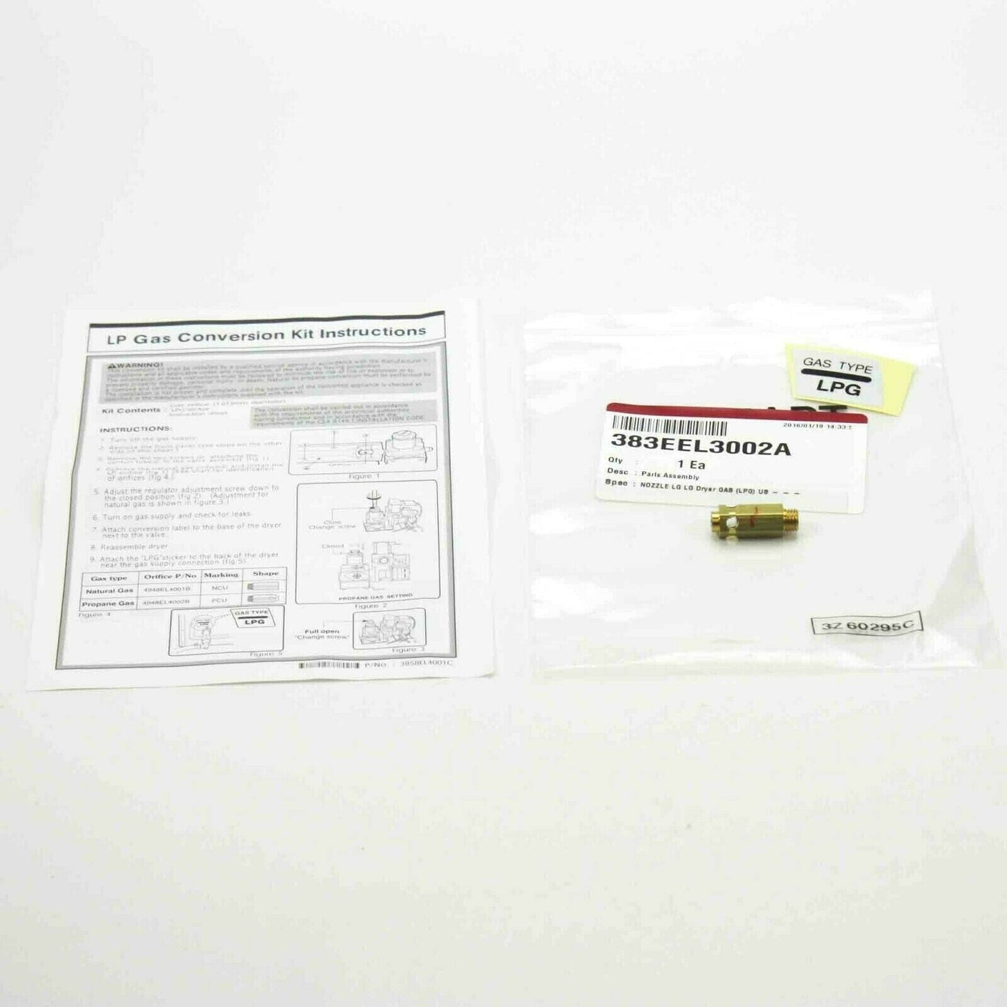 383EEL3002A LG Genuine OEM Dryer Gas to LP Conversion Kit