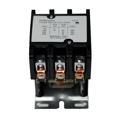 Supco DP601203 HVAC&R 3 Pole Contactor 120V, 60FLA, 75RLA