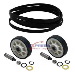 EXP333 Dryer Drum Belt and Rollers Set Replaces WP33002535, 12001541