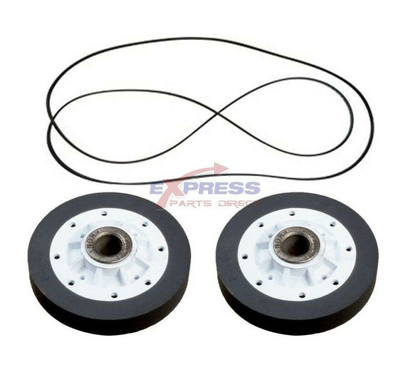 EXP649 Dryer Drum Roller and Belt Set Replaces WP40111201, WP37001042