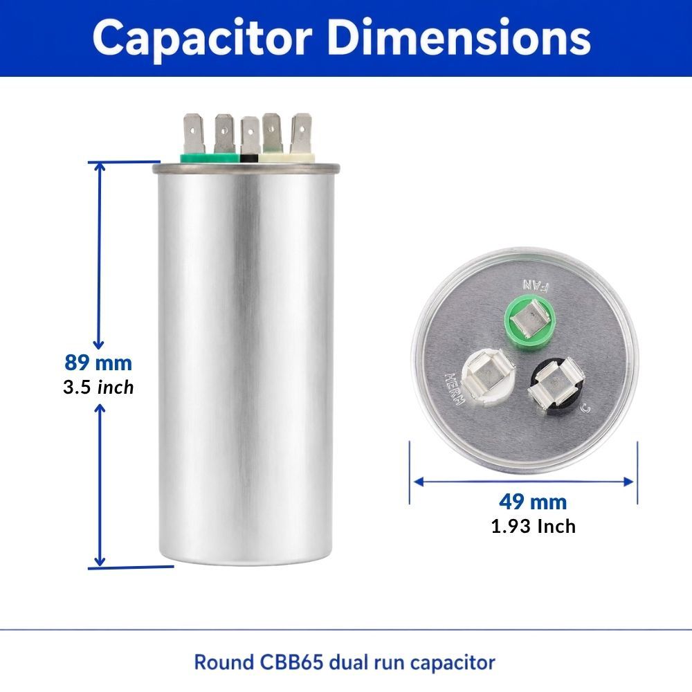 XPDC35X5-450R HVAC ROUND DUAL RUN CAPACITOR | 35+5 MFD 450 Volts  Parts-O-Matic