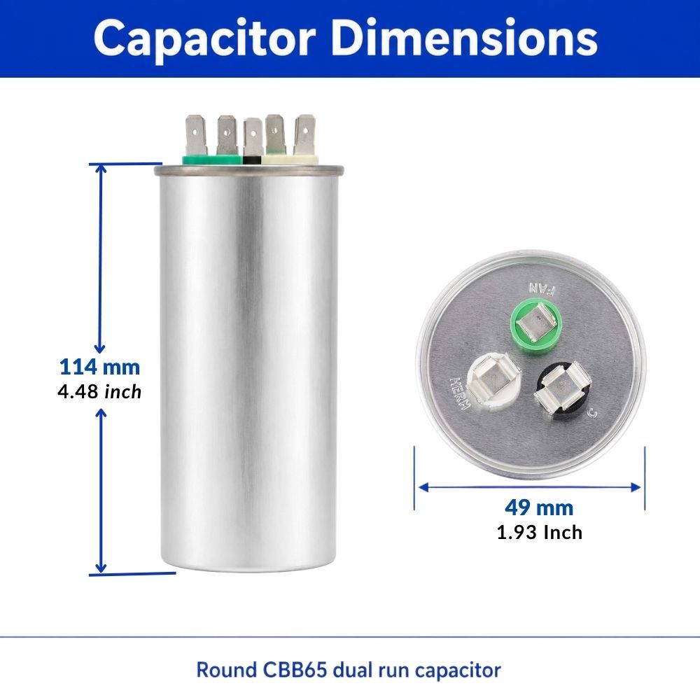 XPDC40X5-450R HVAC ROUND DUAL RUN CAPACITOR | 40+5 MFD 450 Volts  Parts-O-Matic