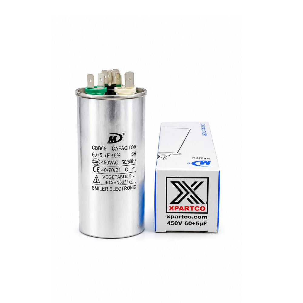 XPDC60X5-450R HVAC ROUND DUAL RUN CAPACITOR | 60+5 MFD 450 Volts  Parts-O-Matic