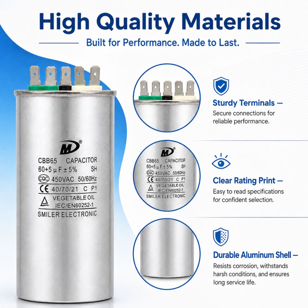 XPDC60X5-450R HVAC ROUND DUAL RUN CAPACITOR | 60+5 MFD 450 Volts  Parts-O-Matic