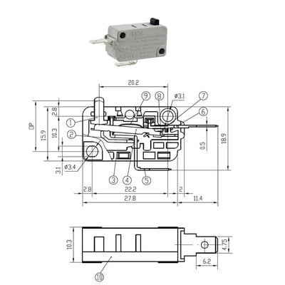 XPG499 Microwave Door Switch (Normally Closed) XPARTCO
