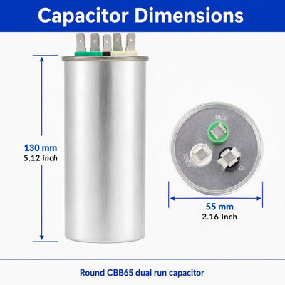 XPDC80X5-450R HVAC ROUND DUAL RUN CAPACITOR | 80+5 MFD 450 Volts  Parts-O-Matic