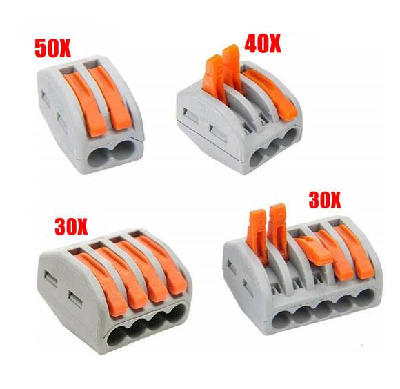 150 Pcs Set Lever-Nut wire Connectors, Compact Wiring Connector 2 3 4 5 Terminal