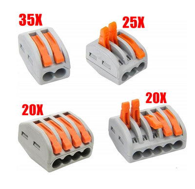 100 Pcs Set Lever-Nut wire Connectors, Compact Wiring Connector 2 3 4 5 Terminal